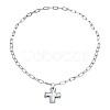 Alloy Textured Cross Pendant Paperclip Chain Necklaces FS-WGDACB3-02-5
