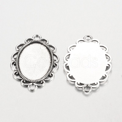 Oval Tibetan Style Alloy Cabochon Connector Settings PALLOY-K112-15AS-RS-1