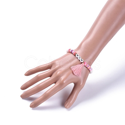 Handmade Polymer Clay Heishi Beads Stretch Bracelets BJEW-JB05086-04-1