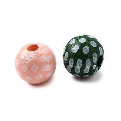 Printed Schima Wood Beads WOOD-L022-04A-01-1