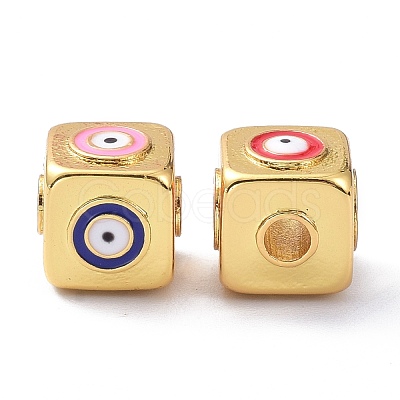 Brass Enamel Beads KK-P204-05G-1