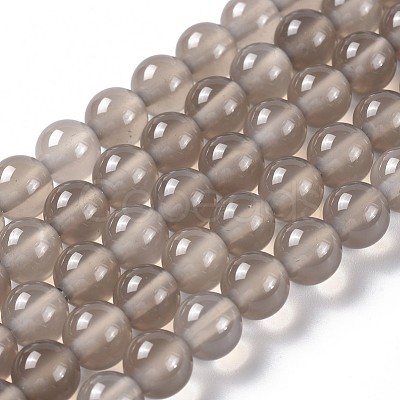 Natural Grey Agate Bead Strands G-R193-12-6mm-1