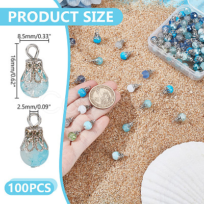 100Pcs Glass Pendants PALLOY-HY00102-1