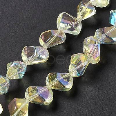 Full Rainbow Plated Electroplate Glass Beads EGLA-Q066-FR02-1