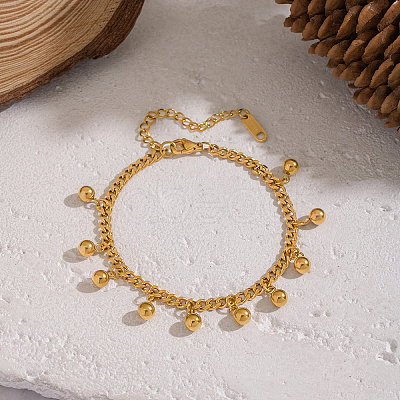 Minimalist 304 Stainless Steel Round Beads Charm Bracelets KO3660-1