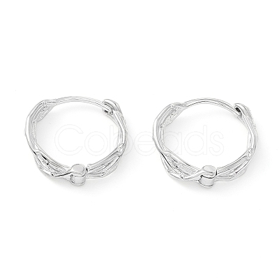 Anti-Tarnish Twisted Rhodium Plated 925 Sterling Silver Small Huggie Hoop Earrings EJEW-I260-37P-1
