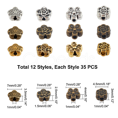 Tibetan Style Alloy Flower Beads TIBEB-PH0004-87-1