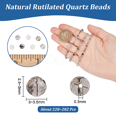 Nbeads 2 Strands Natural Rutilated Quartz Beads Strands G-NB0005-06-1