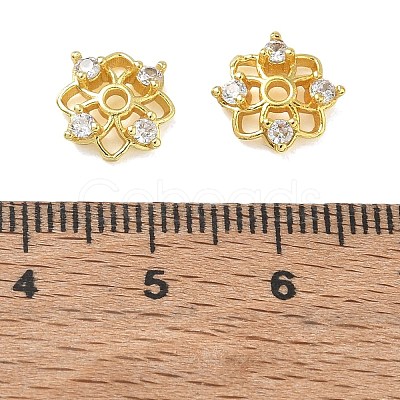 Brass Micro Pave Cubic Zirconia Bead Caps CU-CBAE9B1-09G-1