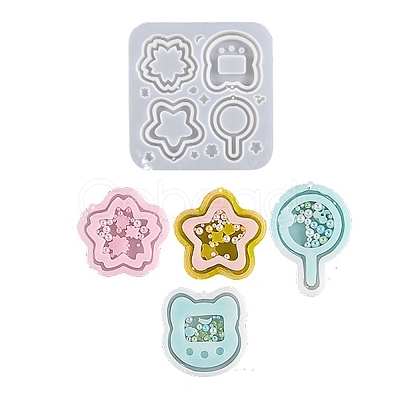 DIY Sakura & Cat's Head & Star & Lollipop Shaped Pendant Food-grade Silicone Molds LS-SIMO-D001-06-1