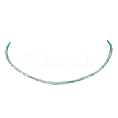 Bohemian Style Natural Amazonite Beaded Necklaces NJEW-JN04658-02-1