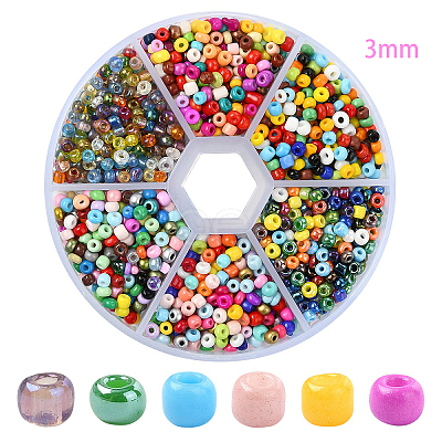 60G 6 Styles Round Glass Seed Beads SEED-YW0002-67-1