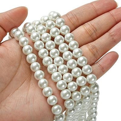 Eco-Friendly Dyed Glass Pearl Round Beads Strands HY-A002-8mm-RB001-1