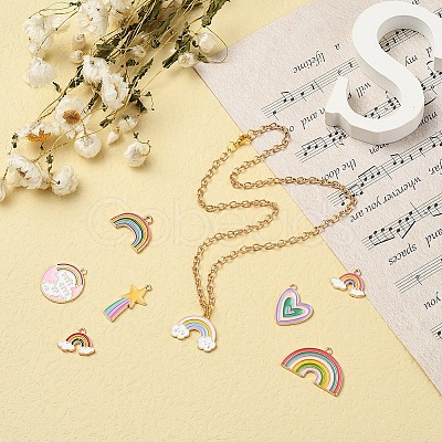 25Pcs 25 Style Light Gold Alloy Enamel Pendants ENAM-YW0001-82-1
