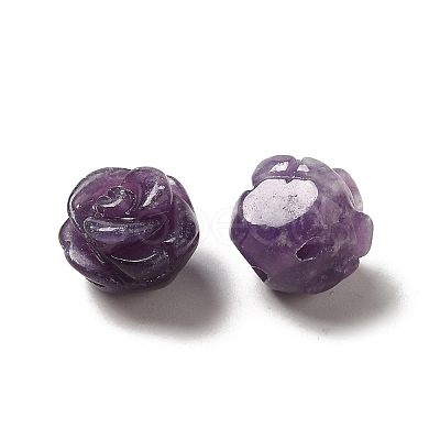 Natural Lepidolite/Purple Mica Carved Flower Scattered Beads G-O156-B-24-1