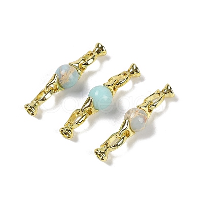Natural Shoushan Stone with Brass Fold Over Clasps G-G141-03G-07-1