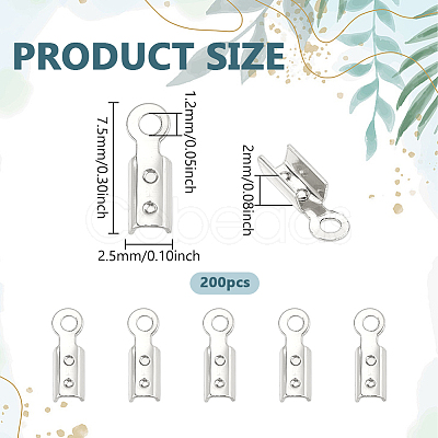 200Pcs Brass Cord Ends KK-PH0012-89S-1