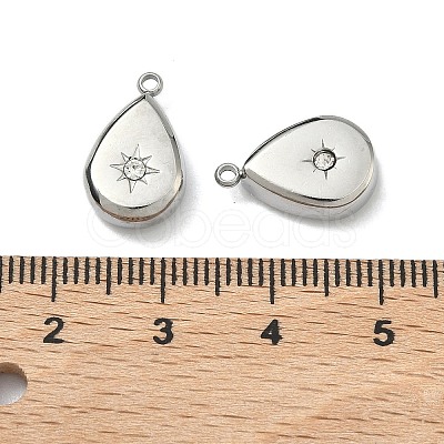 304 Stainless Steel Crystal Rhinestone Teardrop Charms STAS-L022-354P-1