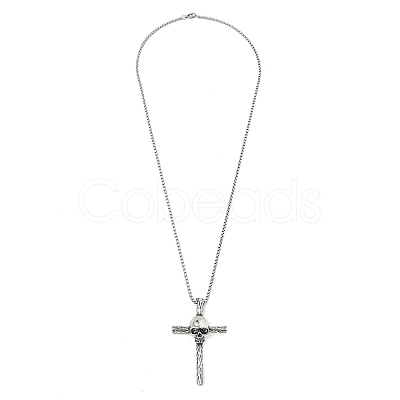 Zinc Alloy Cross Pendant Necklaces NJEW-M211-06A-ASP-1