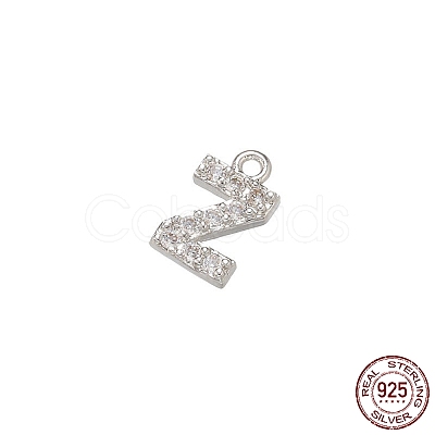 Real Platinum Plated Rhodium Plated 925 Sterling Silver Micro Pave Clear Cubic Zirconia Charms STER-P054-10P-Z-1
