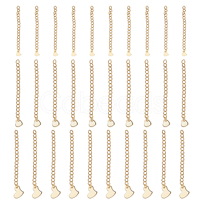 30Pcs 3 Styles 304 Stainless Steel Chain Extender STAS-DC0016-78G-1