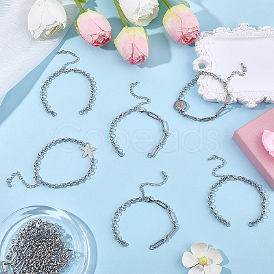 12Pcs 2 Styles 304 Stainless Steel Chain Bracelet Making AJEW-BM00003-1