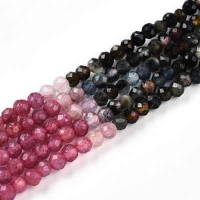 Gradient Color Natural Multicolor Tourmaline Beads Strands G-T141-68B-1