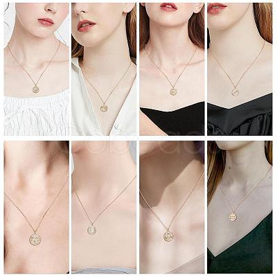 925 Sterling Silver 12 Constellation Necklace Gold Horoscope Zodiac Sign Necklace Round Astrology Pendant Necklace with Zircons Birthday Jewelry Gift for Women Men JN1089A-1