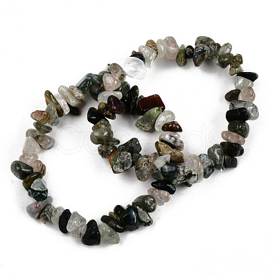 Unisex Chip Natural Indian Agate Beaded Stretch Bracelets BJEW-S143-38-1