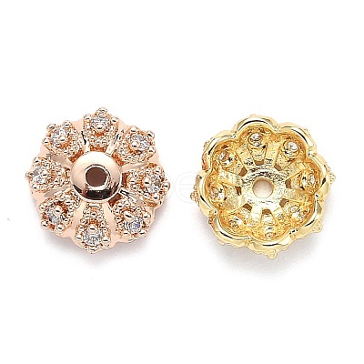 Multi-Petal Brass Micro Pave Cubic Zirconia Bead Caps ZIRC-F088-038-M-1