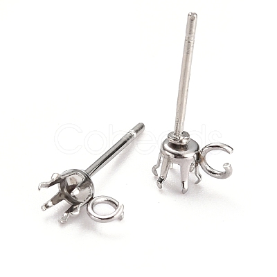 Non-Tarnish 304 Stainless Steel Stud Earring Settings STAS-B004-02P-B-1