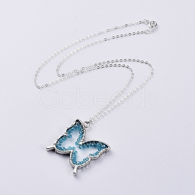 Glass Pendant Necklaces NJEW-JN02665-04-1