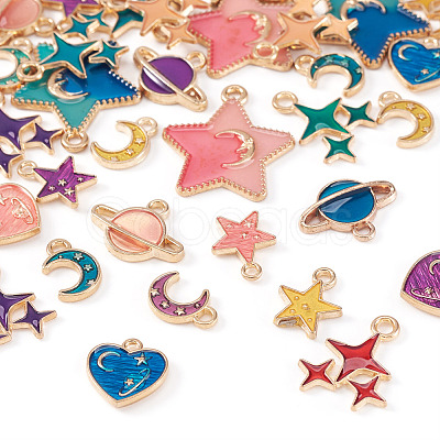 48Pcs 24 Styles Alloy Enamel Pendants ENAM-TA0003-16-1
