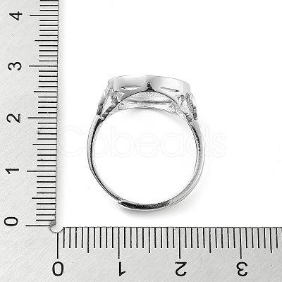 Flat Round Adjustable 925 Sterling Silver Ring Components STER-G042-07P-1