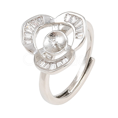 Brass Micro Pave Cubic Zirconia Adjustable Ring Components KK-CBAC351-02P-1