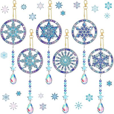 DIY Christmas Snowflake Pendant Decoration Diamond Painting Kits WG77635-01-1