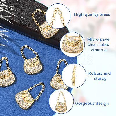 6Pcs Brass Micro Pave Cubic Zirconia Pendants KK-BBC0019-72-1