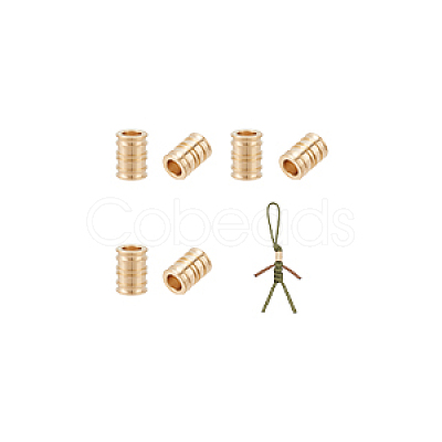 6Pcs Antique Style Groove Column Shape Brass Beads FIND-NB0005-34G-1