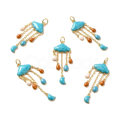 Rack Plating Brass Enamel Pendants KKB-M230-42G-1