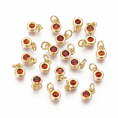 Brass with Single Cubic Zirconia Charms LS-ZIRC-F095-03G-07-1