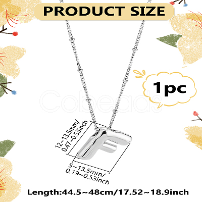 1pc Brass Chain with Alloy Letter Pendants Necklaces NJEW-LP0001-41F-P-1