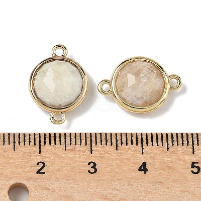 Brass Pave Natural Moonstone Faceted Flat Round Connector Charms G-U028-04G-13-1