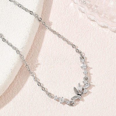 Brass Pave Clear Cubic Zirconia Link Bracelets KK-CBA6980-22P-1