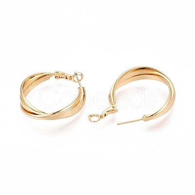 Twist Brass Hoop Earrings EJEW-T047-100G-1