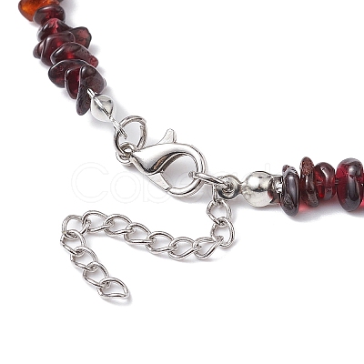 Natural Garnet Chip Beaded Necklace NJEW-JN04615-09-1