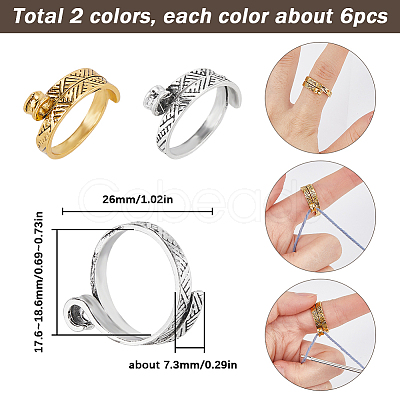 SUNNYCLUE 12Pcs 2 Colors Alloy Cuff Rings RJEW-SC0001-09-1