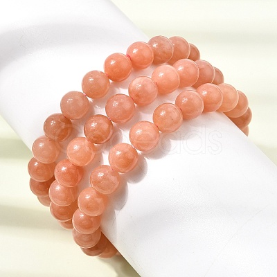 8.5MM Grade A Natural Dyed & Heated Chalcedony Round Beaded Stretch Bracelets for Women GG-CBA3F02-14A-01-1