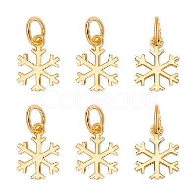 6Pcs 925 Sterling Silver Snowflake Charms STER-PH0003-26-1