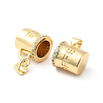 Rack Plating Brass Micro Pave Clear Cubic Zirconia Pendants ZIRC-I059-04G-1