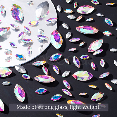 94Pcs 6 Style Pointed Back Glass Rhinestone Cabochons RGLA-FG0001-10-1